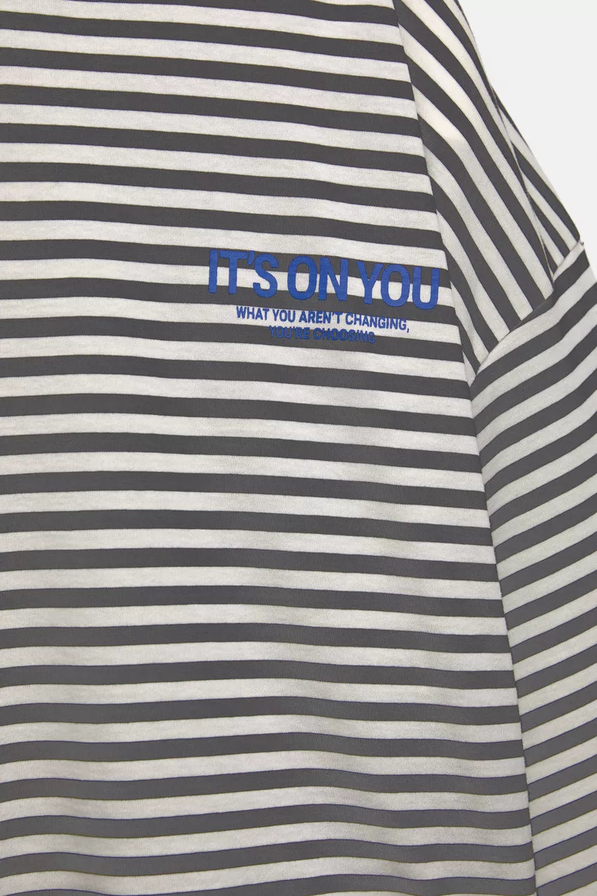 Yoinko-Weiß Schwarz gestreiftes Langarm Shirt