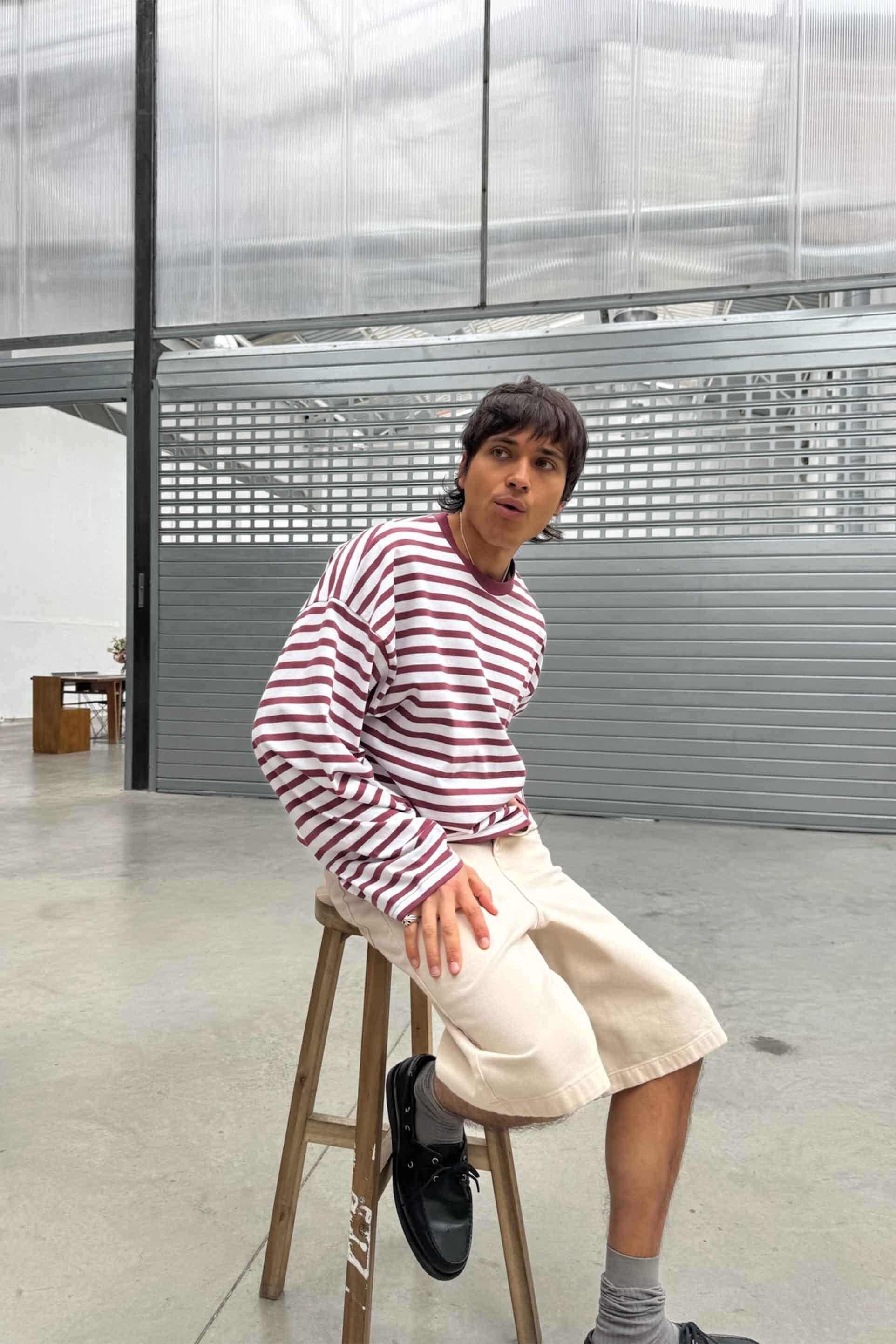 Yoinko-Gestreiftes Langarm Shirt