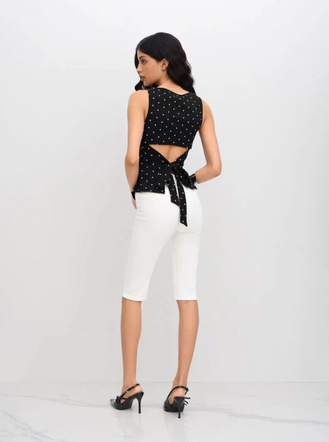 Yoinko-Knotted Polka Dot Tank Top