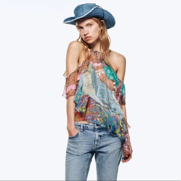 Yoinko-Ruffled Patchwork Top