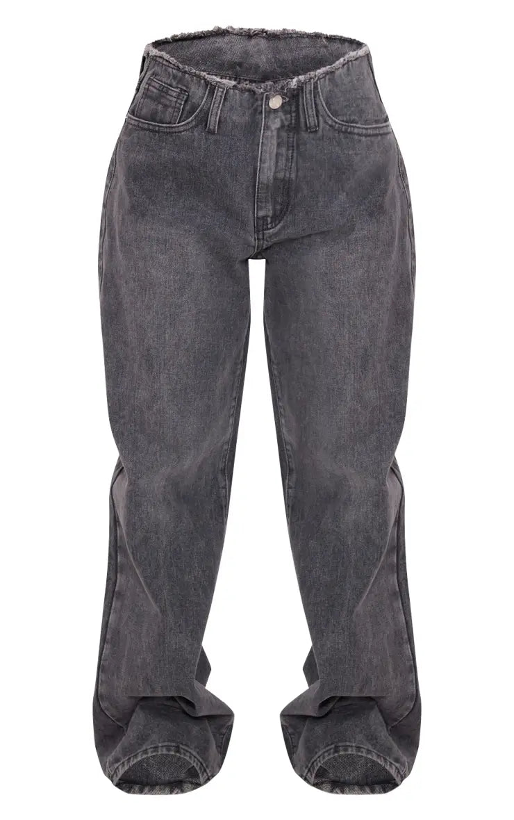 Yoinko - Low rise straight leg Jeans mit Franzen