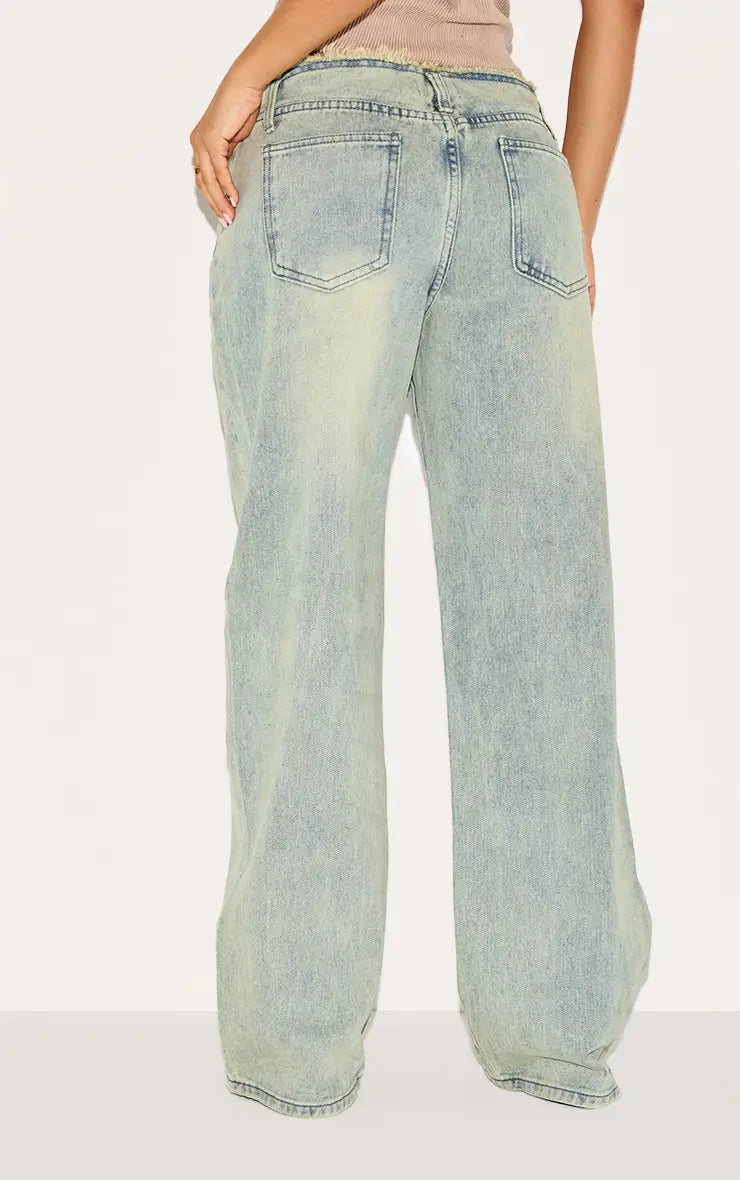 Yoinko - Low rise straight leg Jeans mit Franzen