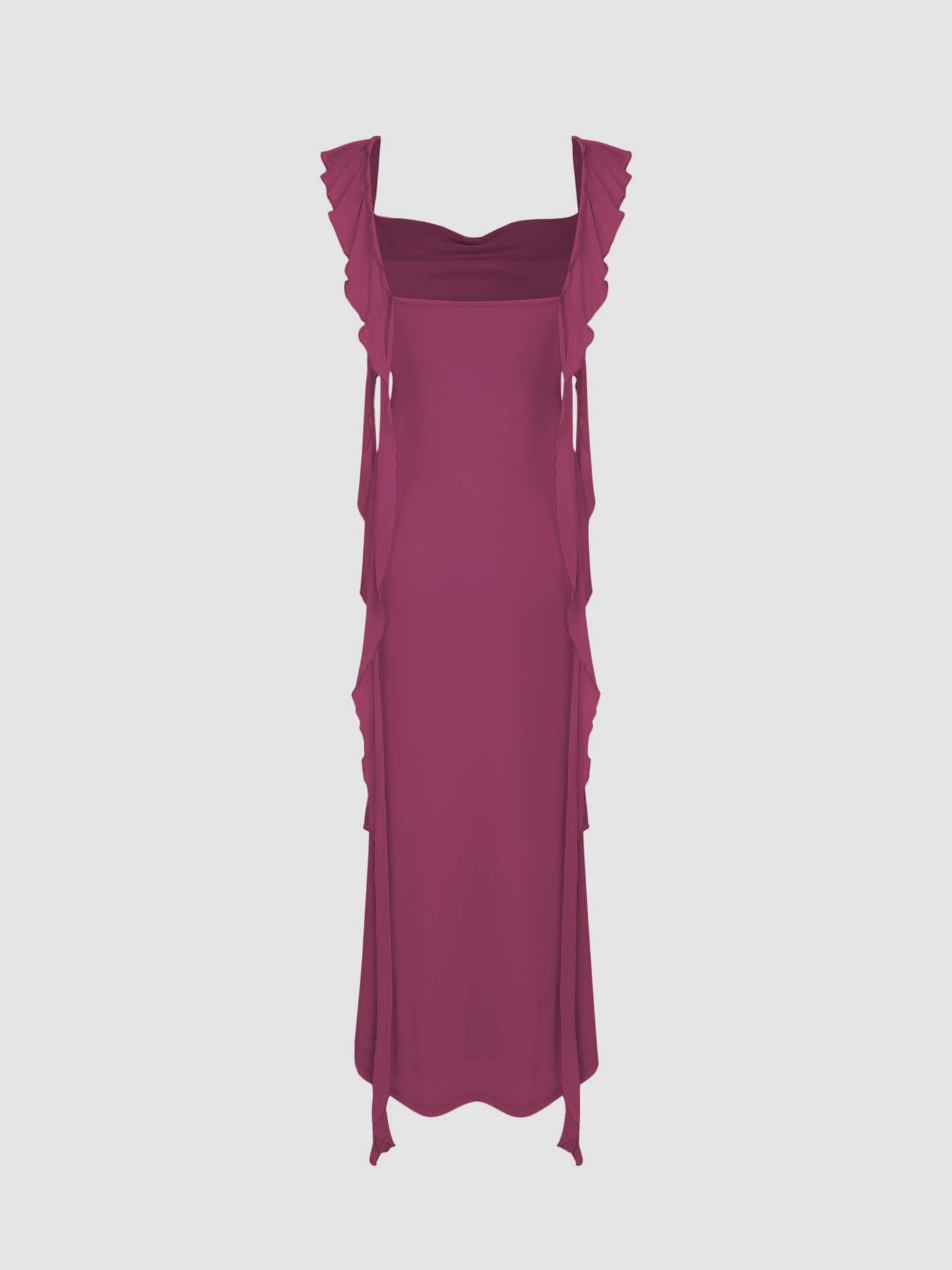 Yoinko - Maxikleid mit Mesh und Rüschensaum