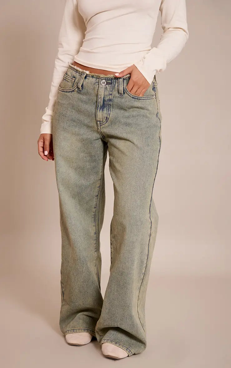 Yoinko - Low rise straight leg Jeans mit Franzen