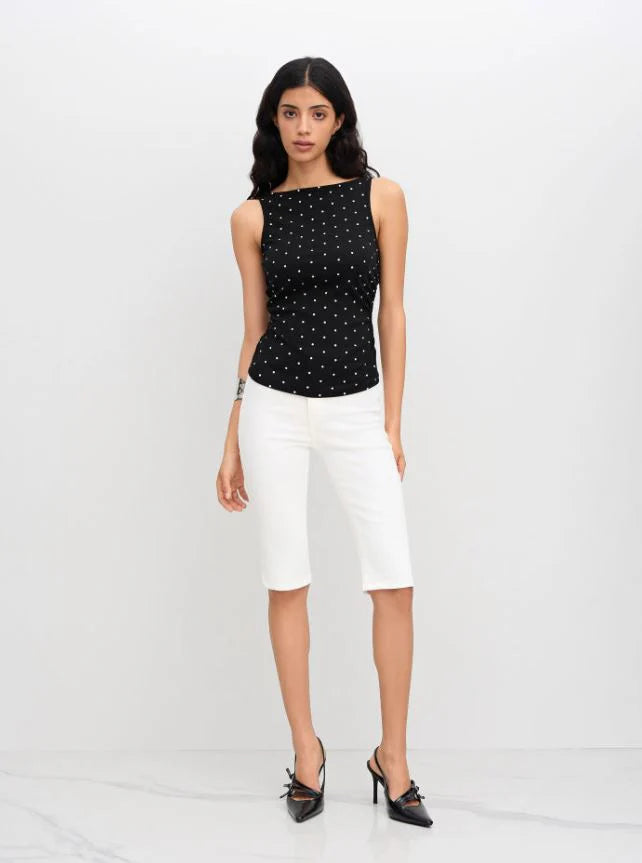 Yoinko-Knotted Polka Dot Tank Top
