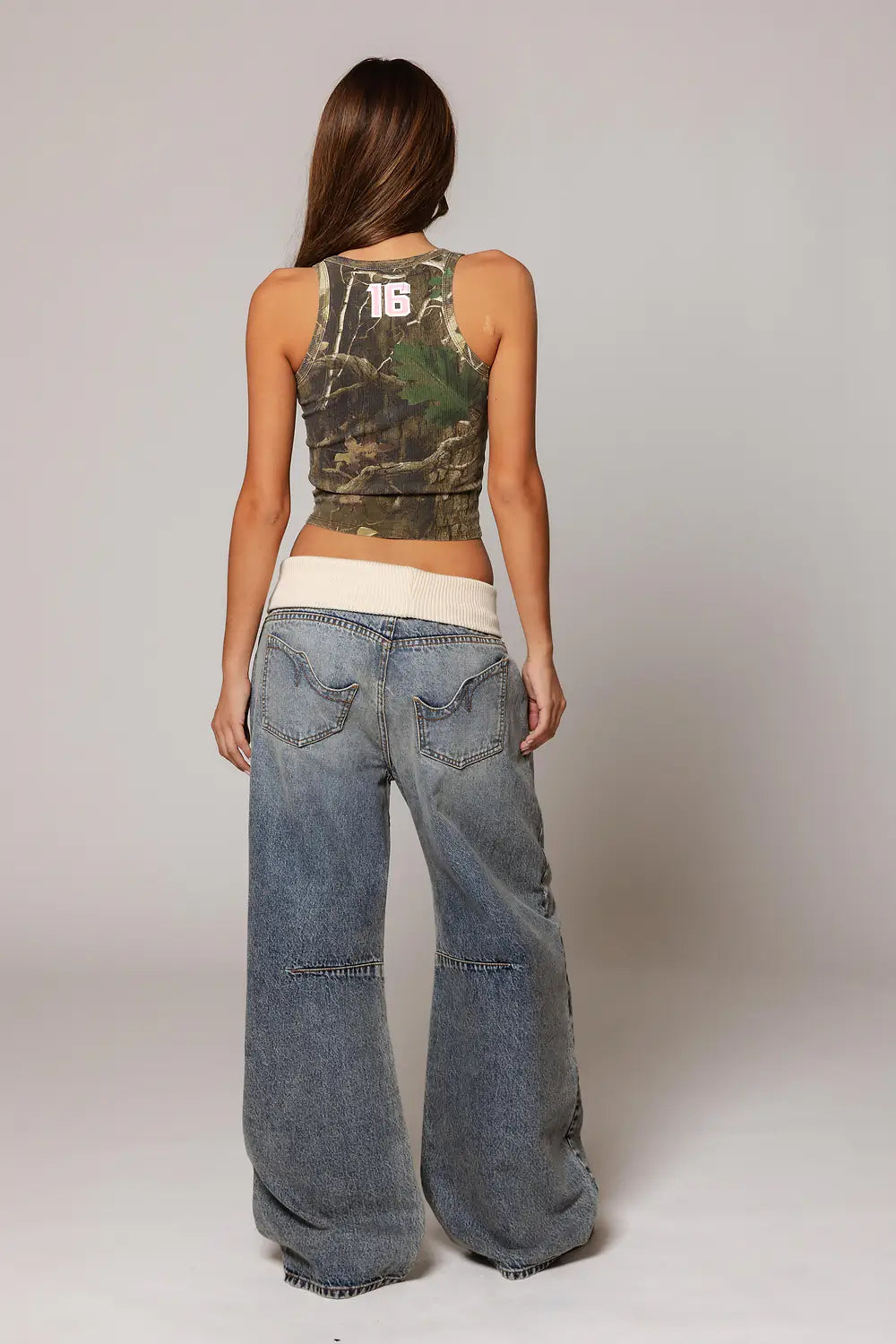 Yoinko - Baggy Jeans mit weißem Bund