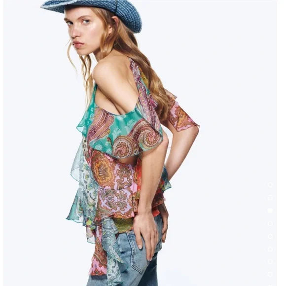 Yoinko-Ruffled Patchwork Top