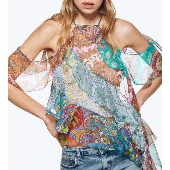 Yoinko-Ruffled Patchwork Top