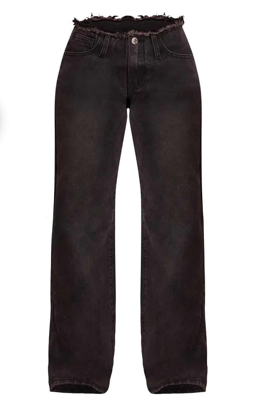 Yoinko - Low rise straight leg Jeans mit Franzen