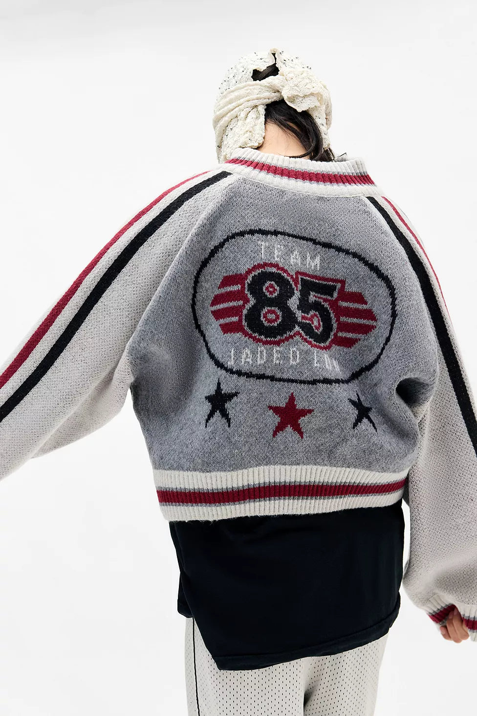 Yoinko - Graue Team 85 Strickbomberjacke