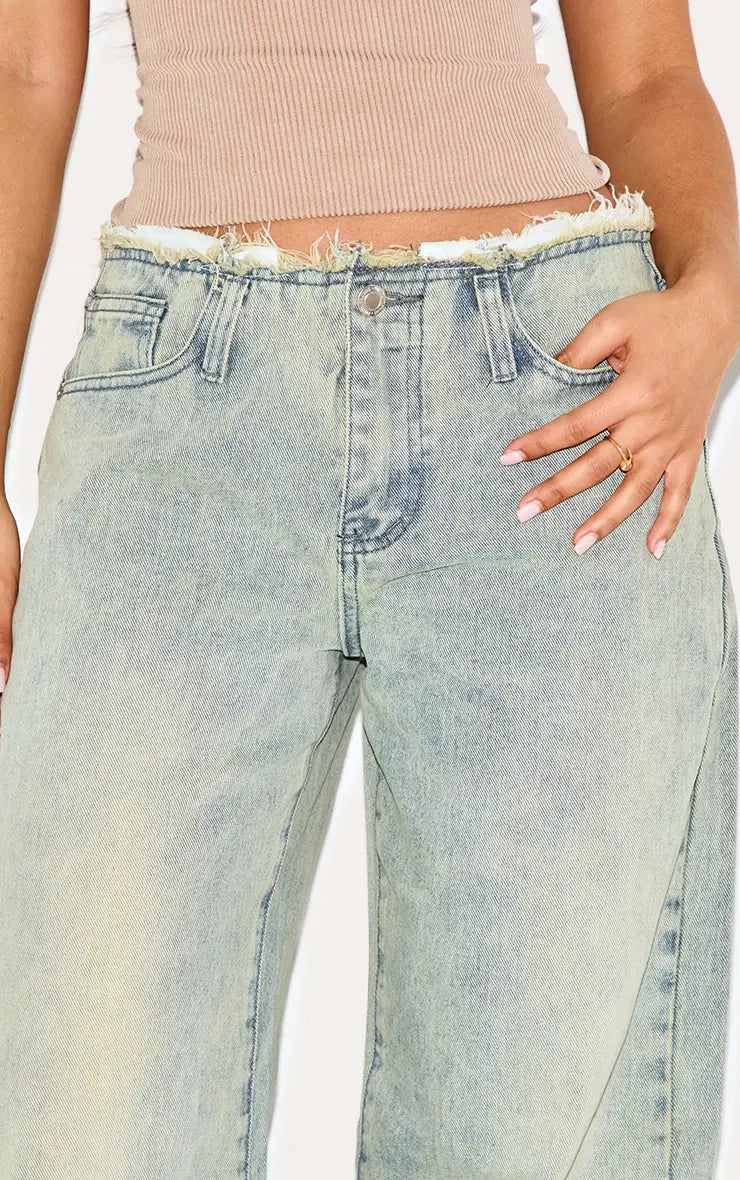 Yoinko - Low rise straight leg Jeans mit Franzen