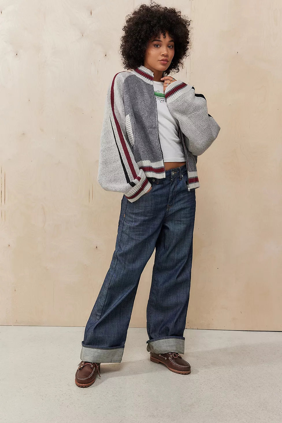Yoinko - Graue Team 85 Strickbomberjacke